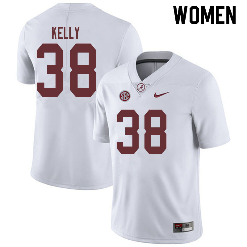 Women #38 Sean Kelly Alabama Crimson Tide College Football Jerseys Sale-White - Click Image to Close